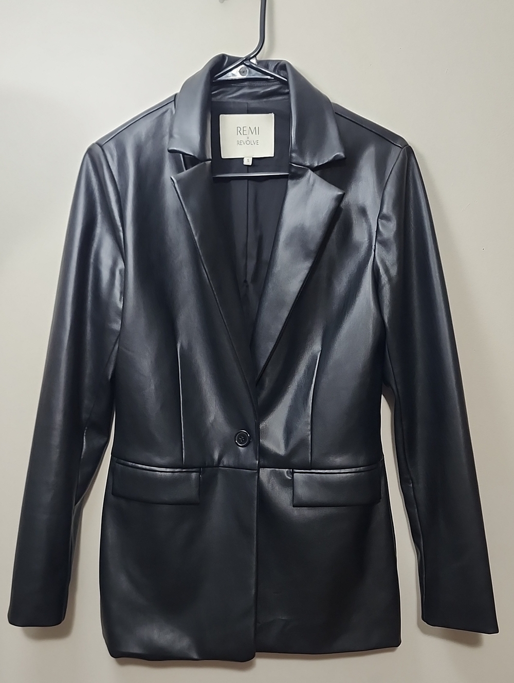 REMI x REVOLVE Chloe Faux Leather Blazer Black Moto Minimalist Edgy Neutral Lux